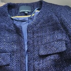 Cynthia Rowley glitter woven deep navy jacket XS